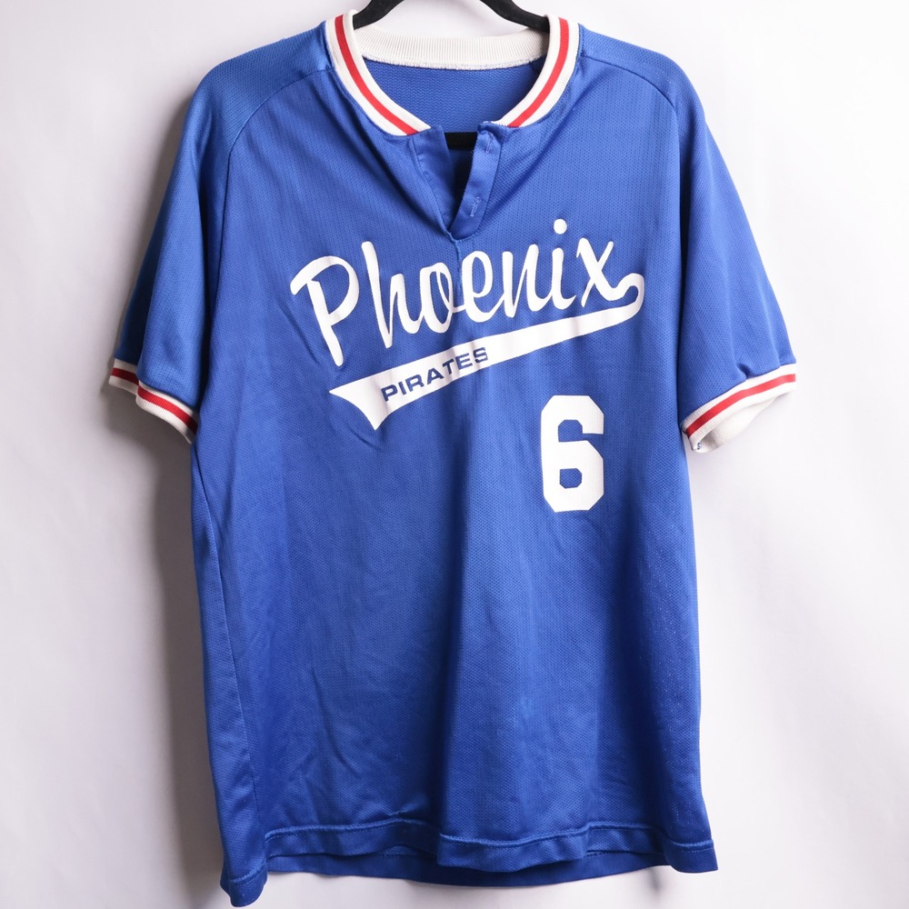 VTG Hi-Style Phoenix Pirates Baseball Jersey Blue Mens L USA‎ Made #6 SEE